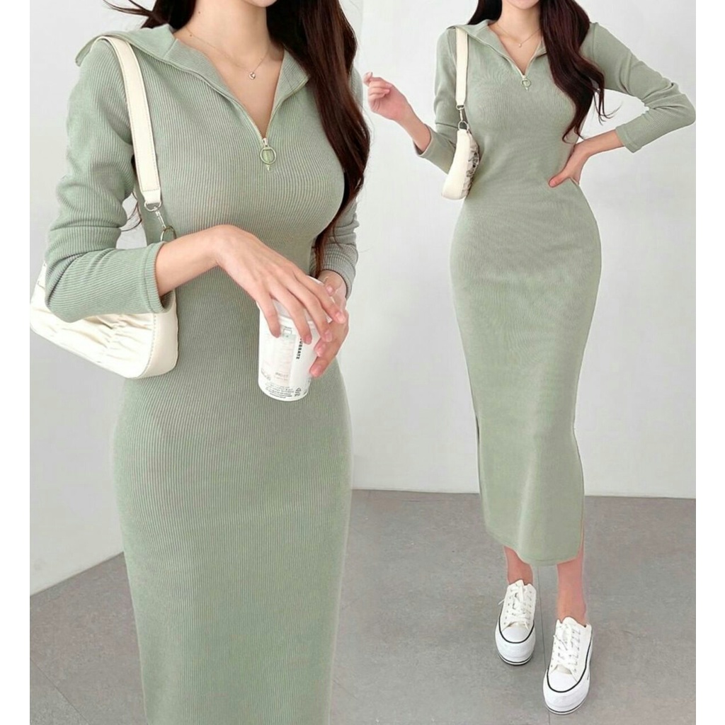 Jual Longdress Jjuwiss - Dress Rajut Wanita Terbaru Lengan Panjang