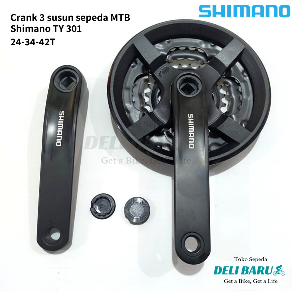 Jual Shimano Crank gear gir tengah sepeda MTB 3 susun 24 34 42 T