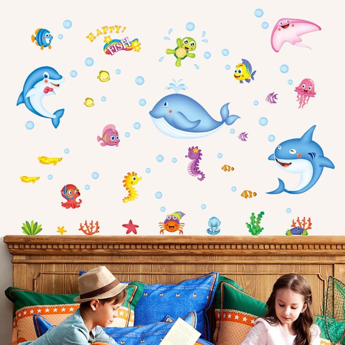Jual Stiker Dinding / Kaca / Wall Sticker (Hewan Laut Bahagia 