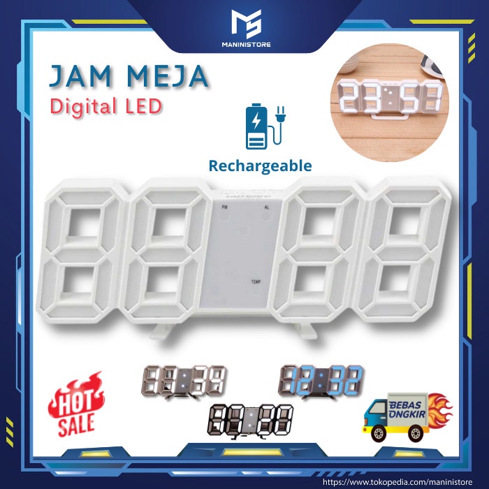 Jual Jam Aesthetic Unik Kekinian Dekorasi Kamar Meja LED Bisa Di Cas ...