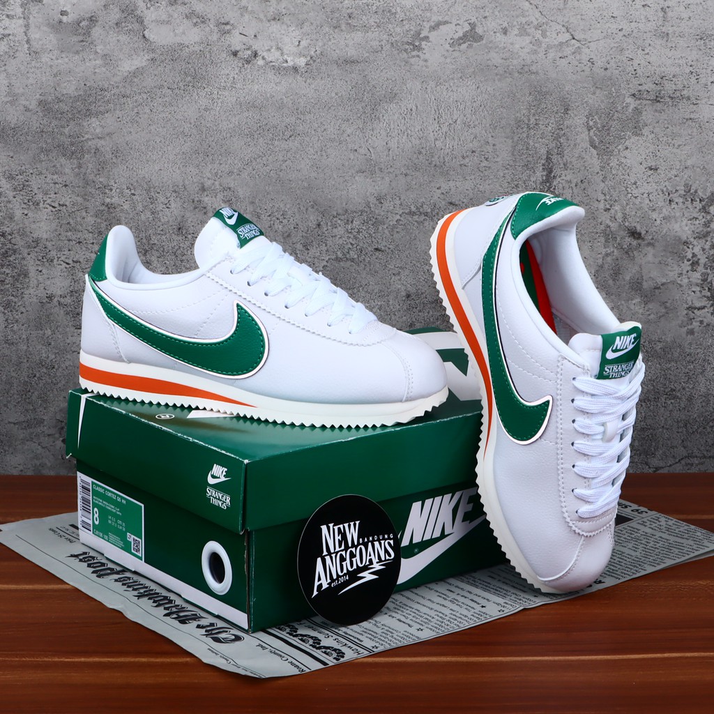 Sepatu Nike Cortez X Stranger Things Hawkins Leather White Green BNIB