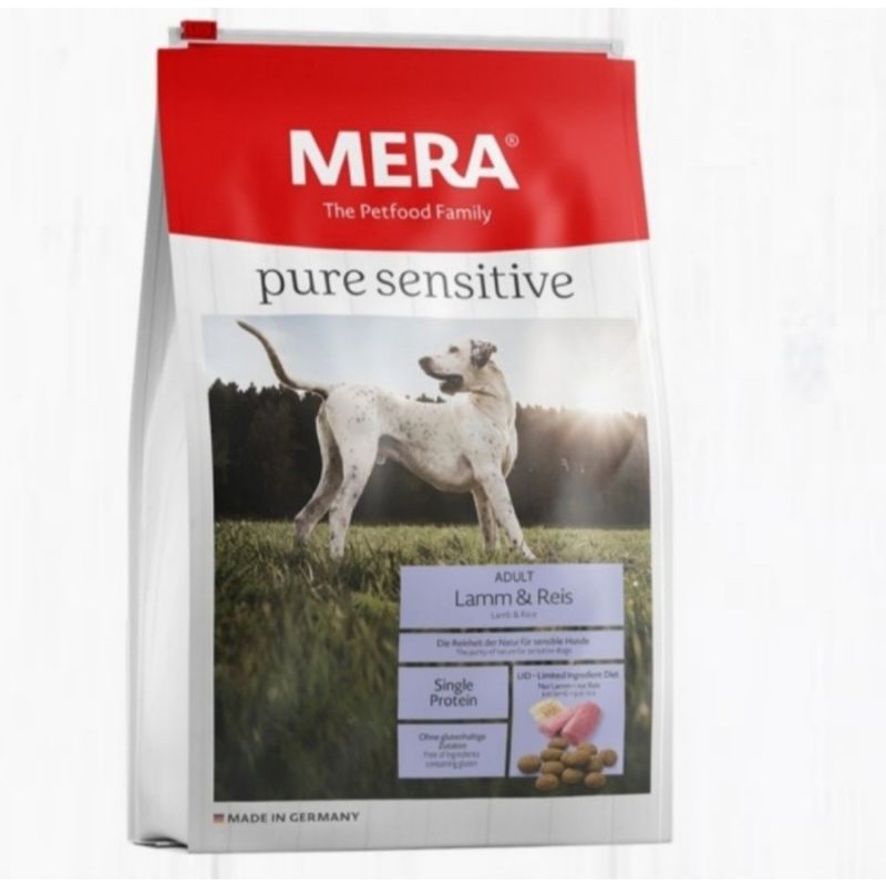 Jual Mera Pure Sensitive Adult Lamb & Rice Dog Food 12.5 kg | Shopee ...
