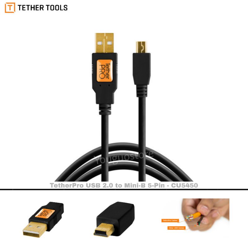 Jual TetherPro USB 2.0 To Mini-B 5-Pin Black | Shopee Indonesia