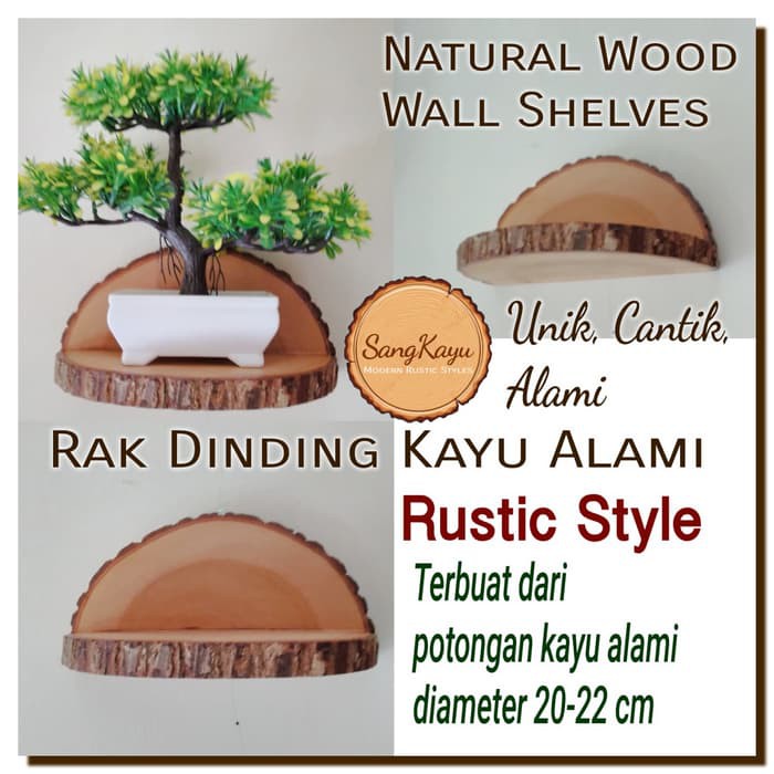 Jual SangKayu Natural Wood Wall Shelves 20-22 cm Rak Dinding Kayu ...
