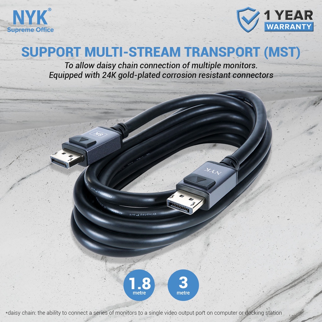 NYK Kabel Display Port to Display Port 8K/4K/2K COD (4)