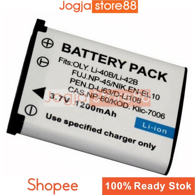 Kit Batteria + Caricatore Per Fuji NP-45 / Olympus LI-40B – 2 X 1400mAh, Caricatore USB Doppio, Cavo Incluso