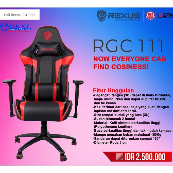 Rexus Rgc 111 Gaming Chair Black Red Marajasa45