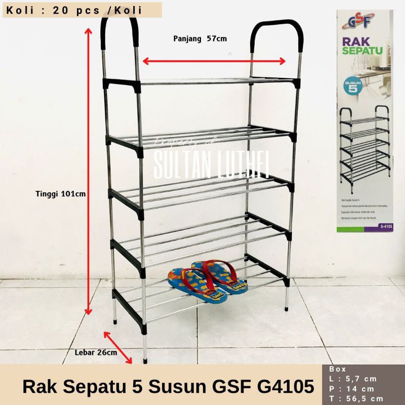 Jual rak sepatu gsf 5 susun 5 layer 5 tingkat kokoh rak sepatu 5 ...