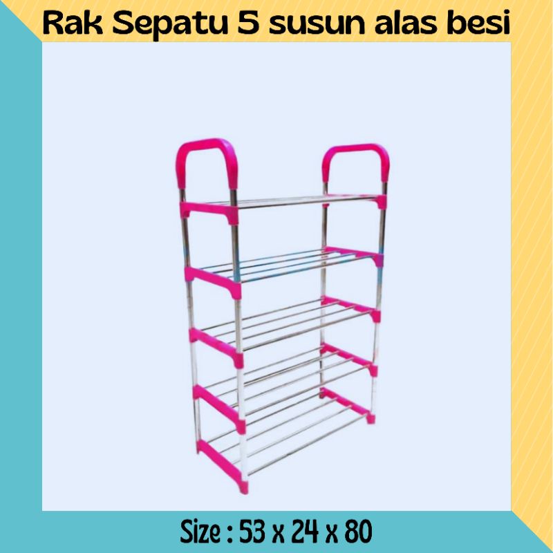 Jual Rak Sepatu 5 susun Alas 4 pipa besi | Shopee Indonesia