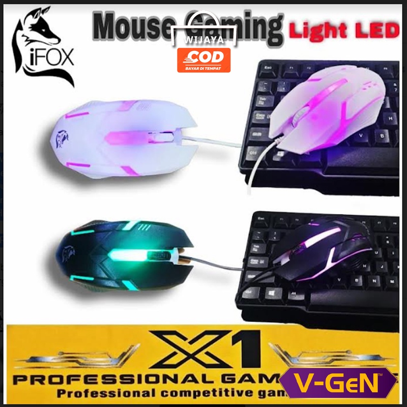 Jual MOUSE GAMING iFOX LED X1 KABEL MOUSE LED RGB FULL LIGHT ORIGINAL ...