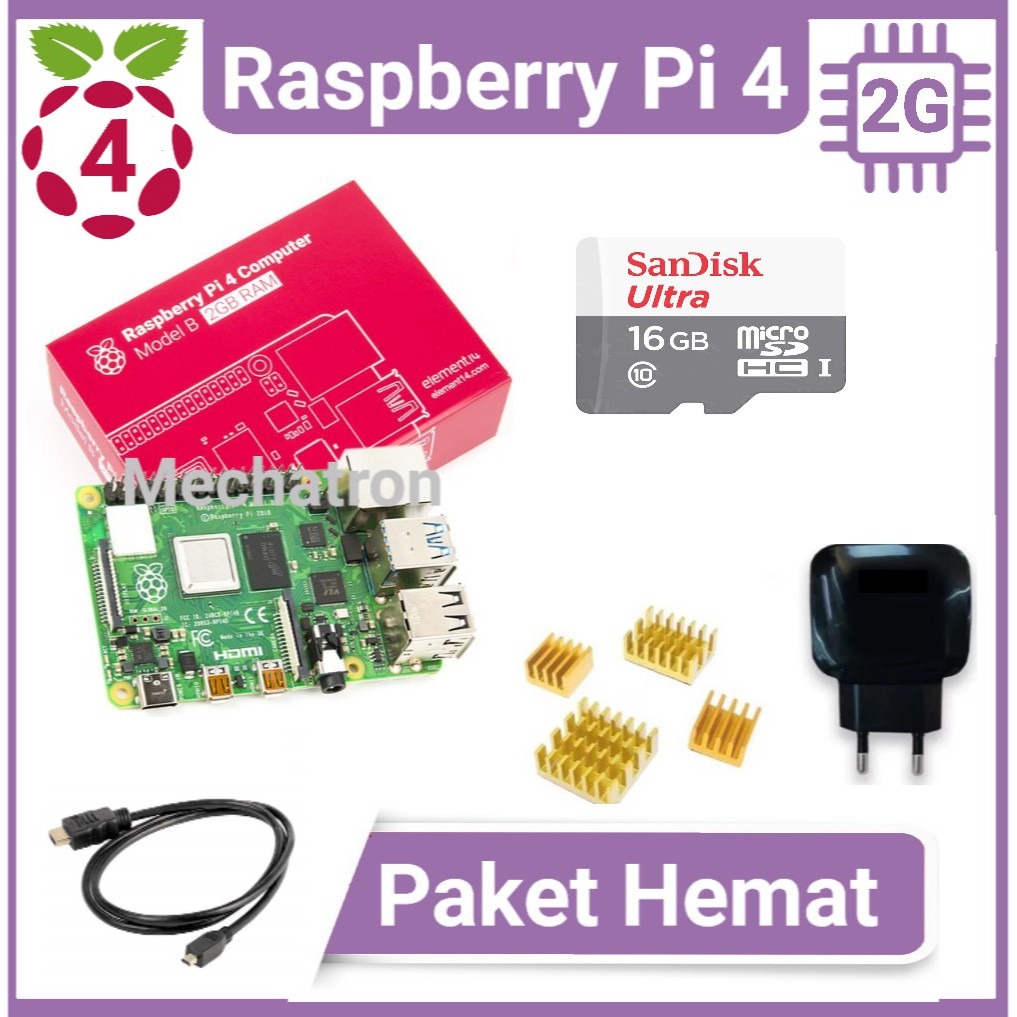 Jual Raspberry Pi 4 model B 2GB Paket Hemat Siap Pakai Made in UK Pi4 2 ...