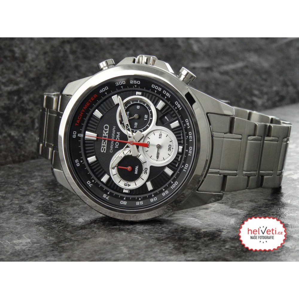 Jual Seiko Quartz SSB241P1 Chronograph Black Silver Jam Tangan