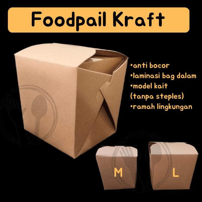 Jual Food Pail Kraft Rice Box Lunch Box Paper Food Pail Box Kraft