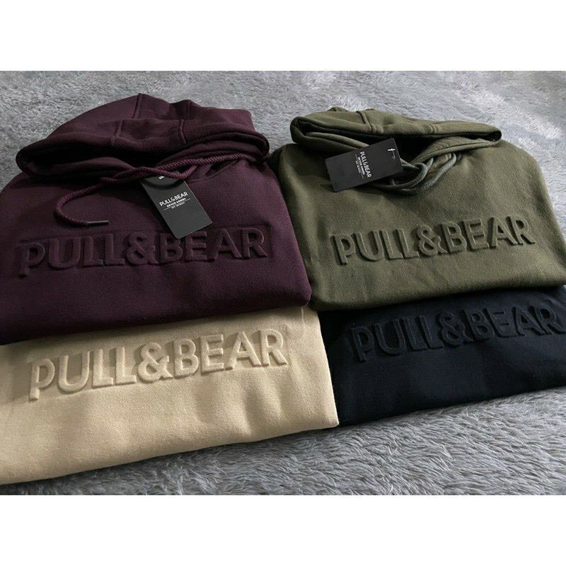 Jual sweater hoodie pull and bear jaket pullover sablon embossed font timbul hodie pria wanita unisex cod Shopee Indonesia