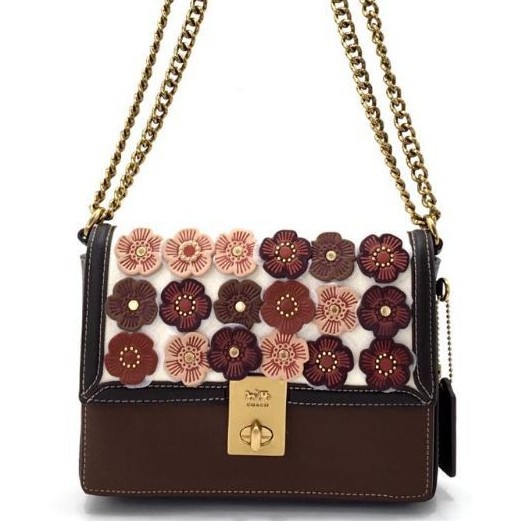 Coach hutton shoulder online bag with tea rose