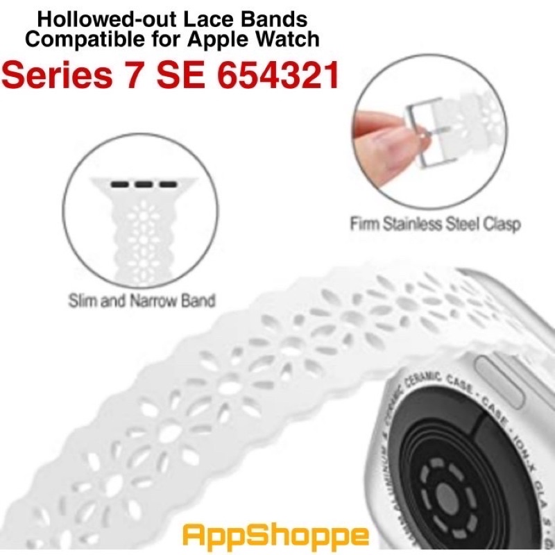 Jual Apple Watch Strap Lace Silicone Bands Slim Narrow Series 7 SE ...