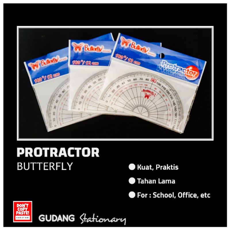 Jual Penggaris Busur Derajat | Protractor 10 cm - 12 cm | BUTTERFLY ...