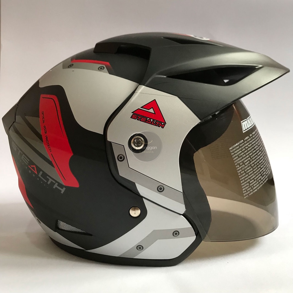 Jual Helm Half Face Murah Bagus Keren SNI Stealth Abu Doff Shopee