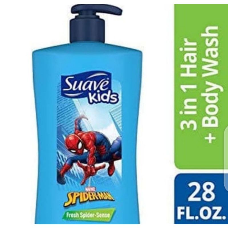 Jual Suave Kids Spiderman 3 In 1 Shampooconditionerbody Wash 828 Ml