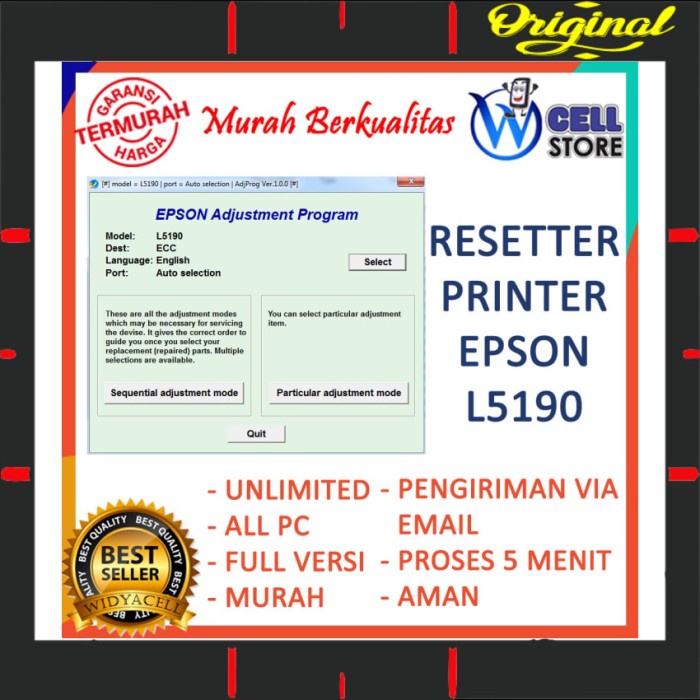 Jual Software Resetter Reset Reseter Printer Epson L5190 Unlimited Aktivasi Shopee Indonesia 1626