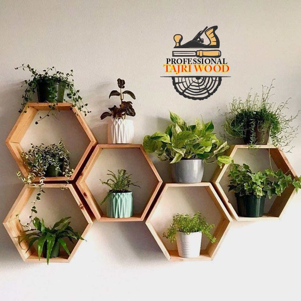 Jual Rak Dinding Kayu Hexagonal Minimalis Serbaguna / AMBALAN HEXAGONAL ...