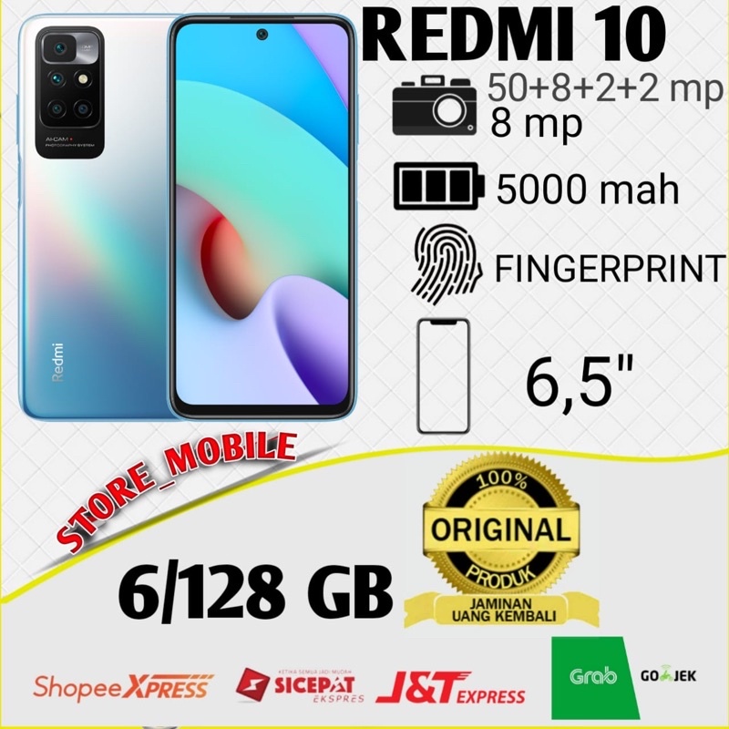 Jual XIAOMI REDMI 10 6/128 RAM 6GB ROM 128GB GARANSI RESMI | Shopee ...