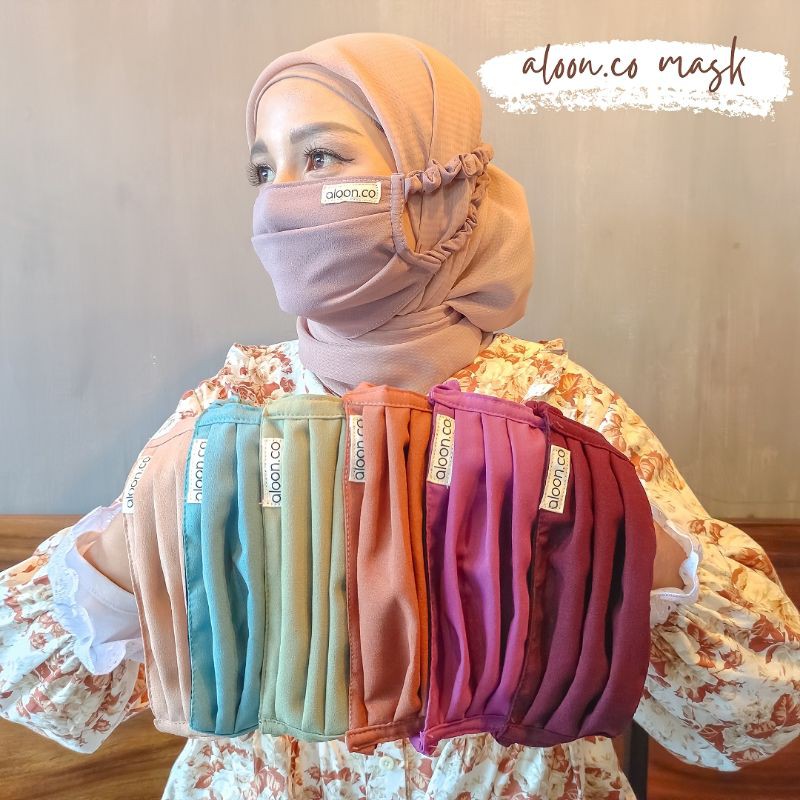 Jual MASKER KAIN SERUT MASKER HIJAB PART 2 MASKER HEADLOOP 2PLY MASKER FASHION SERUT 2