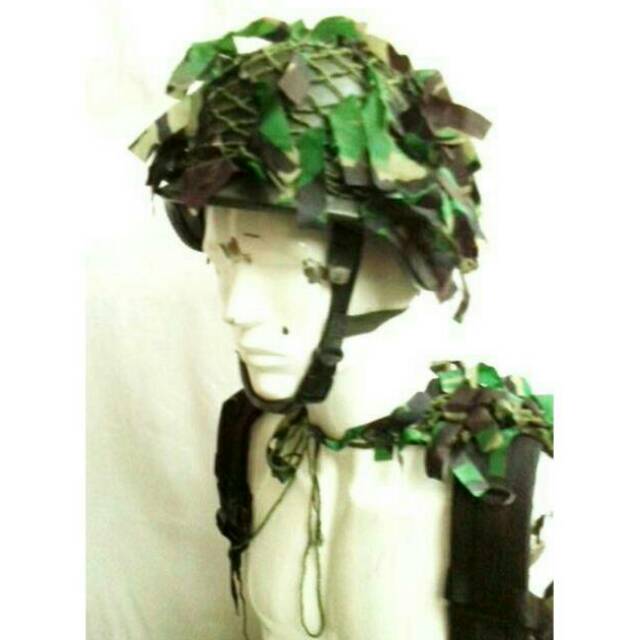 Jual Jala Jaring Rumbai Alat Penyamaran Helm Ransel TNI Doreng Loreng ...