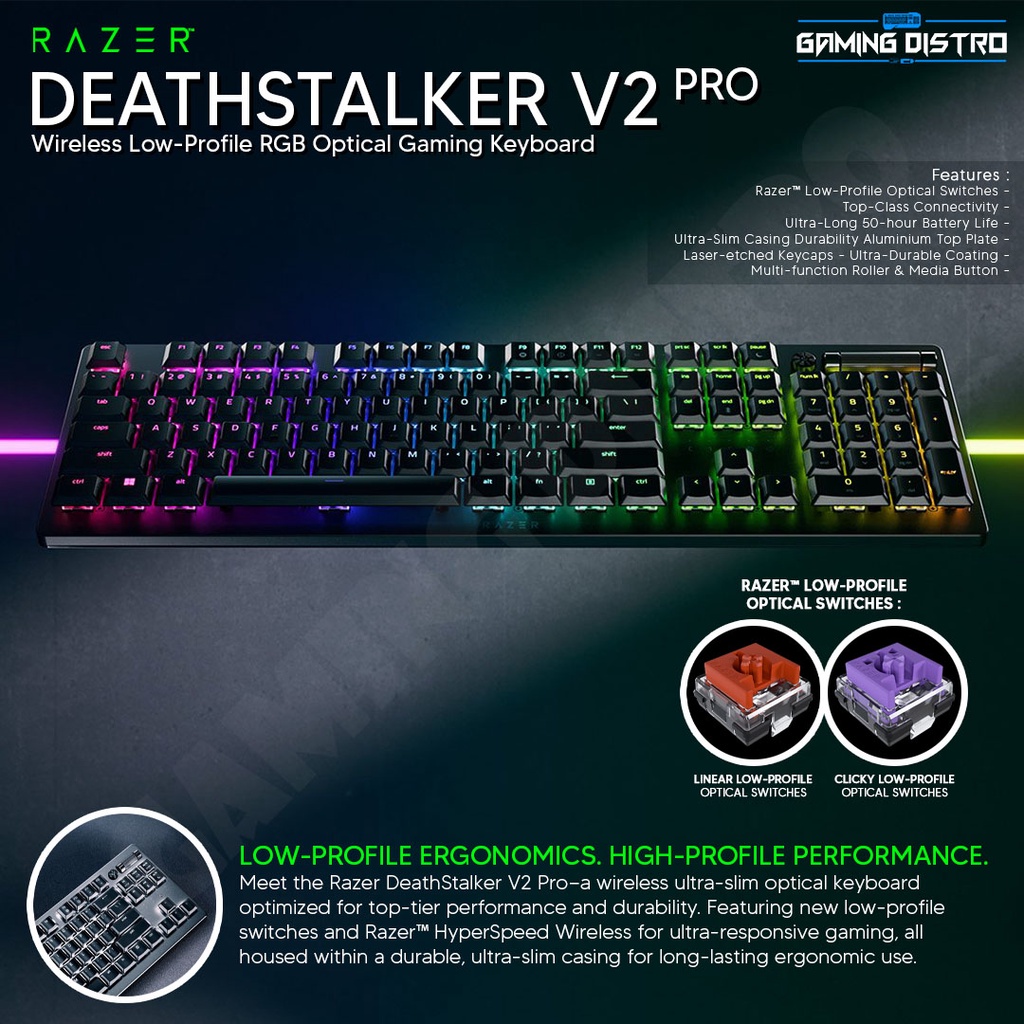 Jual Keyboard Gaming Razer DeathStalker V2 Pro Wireless Low Profile RGB ...