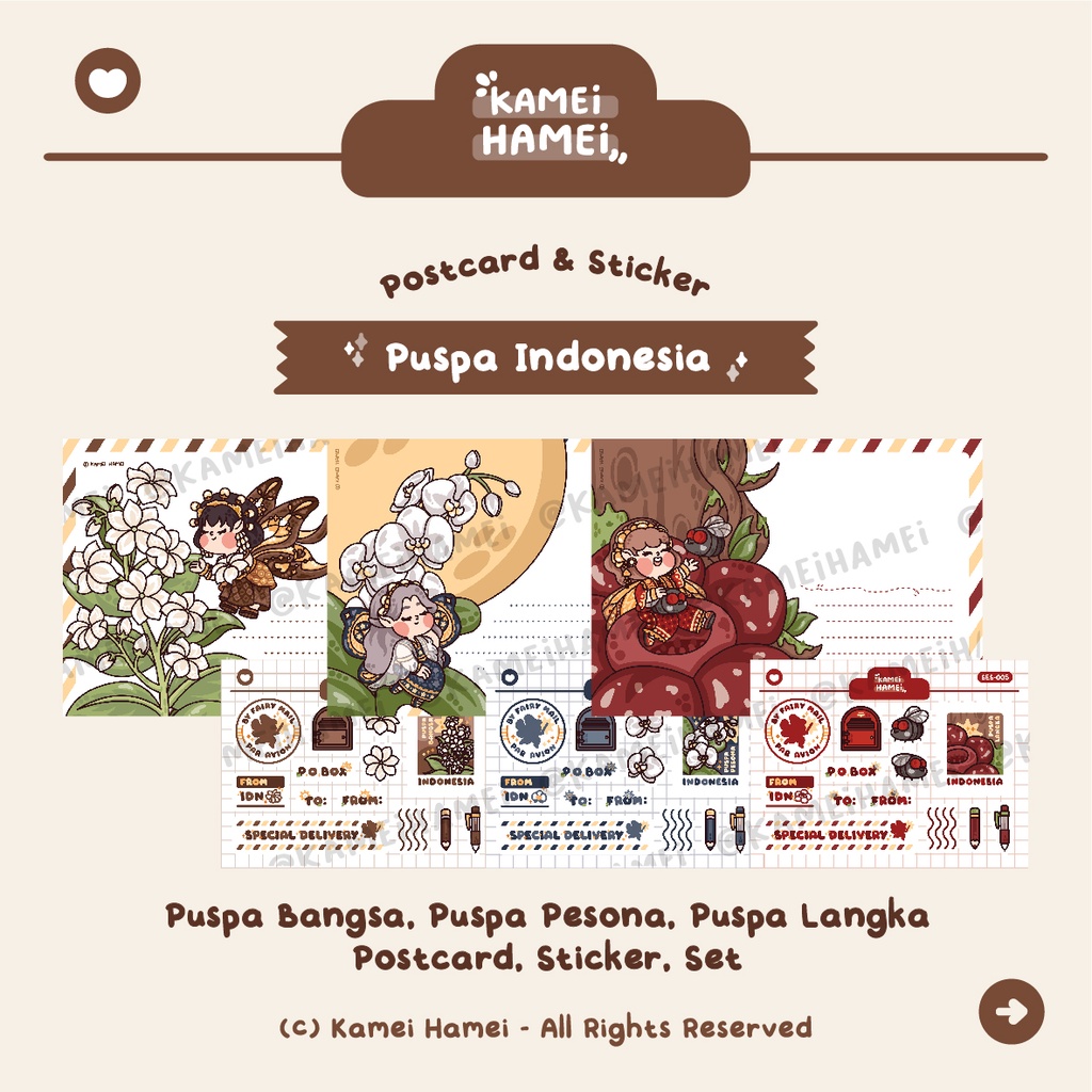 Jual Puspa Indonesia | Kamei Hamei Postcard & Sticker Set | Shopee ...