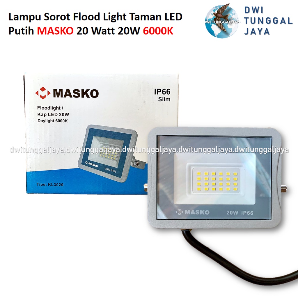 Jual Lampu Sorot Flood Light Taman Smd Led Putih Masko 20 Watt 20w