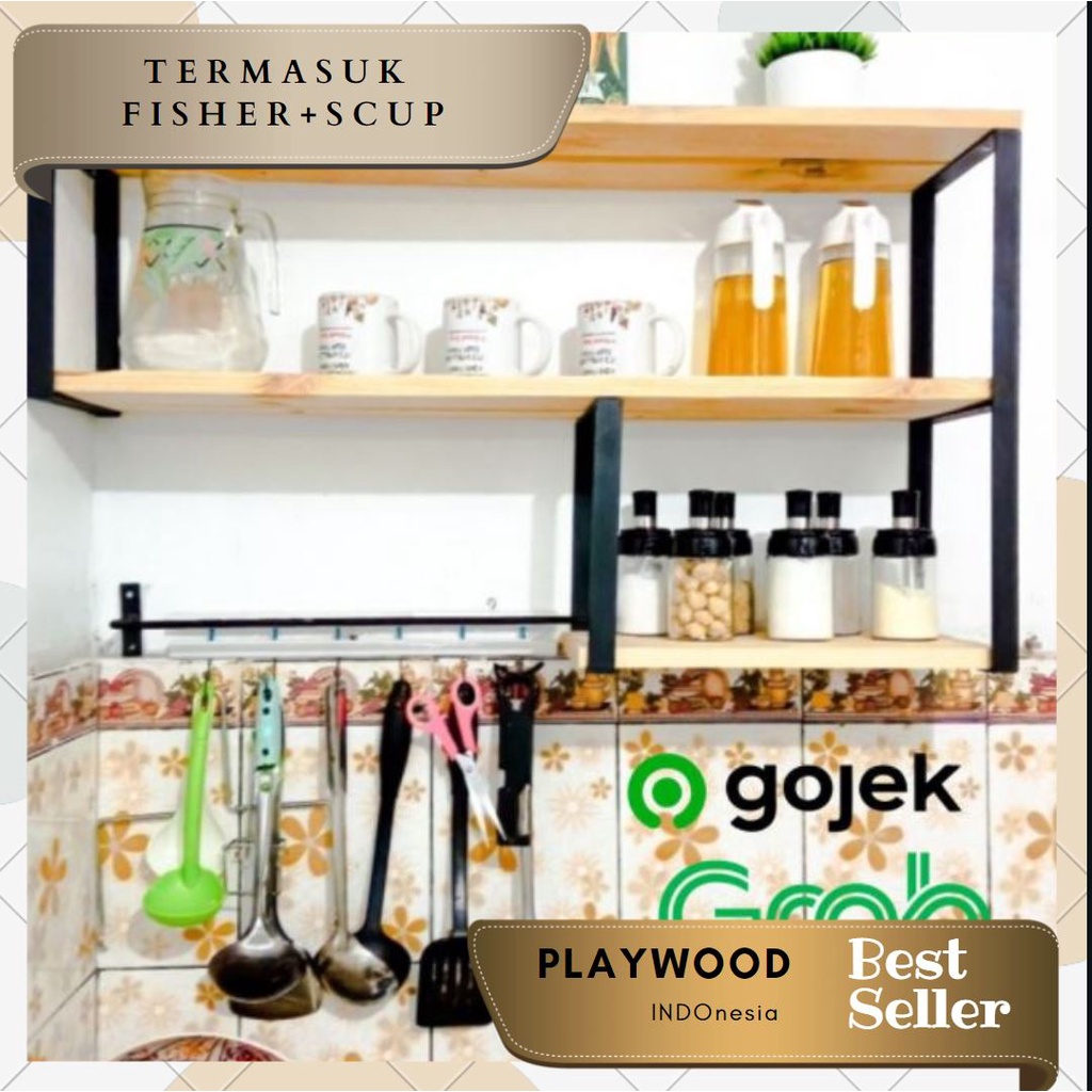 Jual Kichen Set Minimalis Rak Gantung Dinding Rak Bumbu Dapur lebar 3 ...