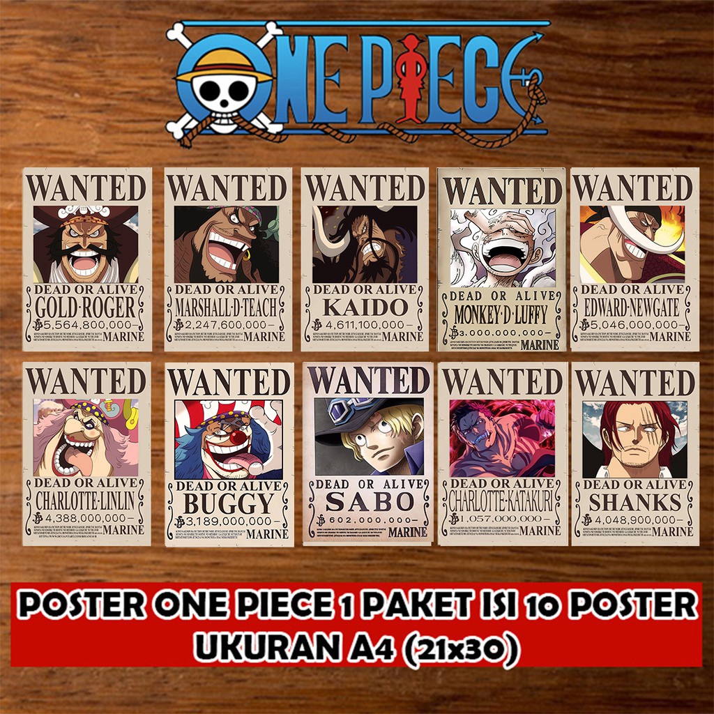 Jual Poster Bounty One Piece Mugiwara Crew | 21 X 30 CM | 1 PAKET ISI ...