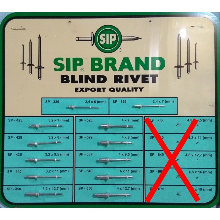 Jual SIP - Paku Rivet / Blind Rivet - Kode SP 320 / 329 / 423 / 429 ...