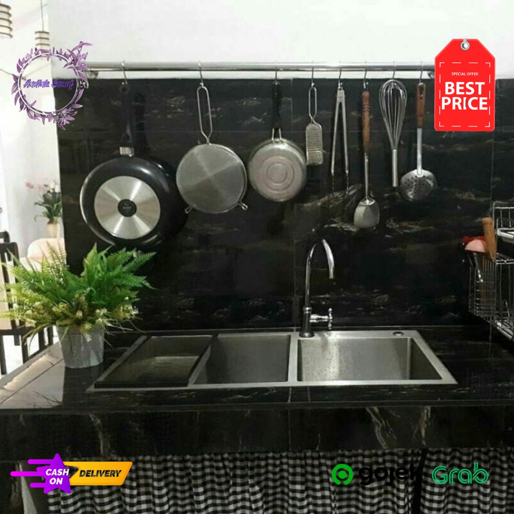 Gantungan Wajan dan Panci - Rak Dapur Gantung Kitchen Set - Rak Dapur Gantung Stainless 100cm