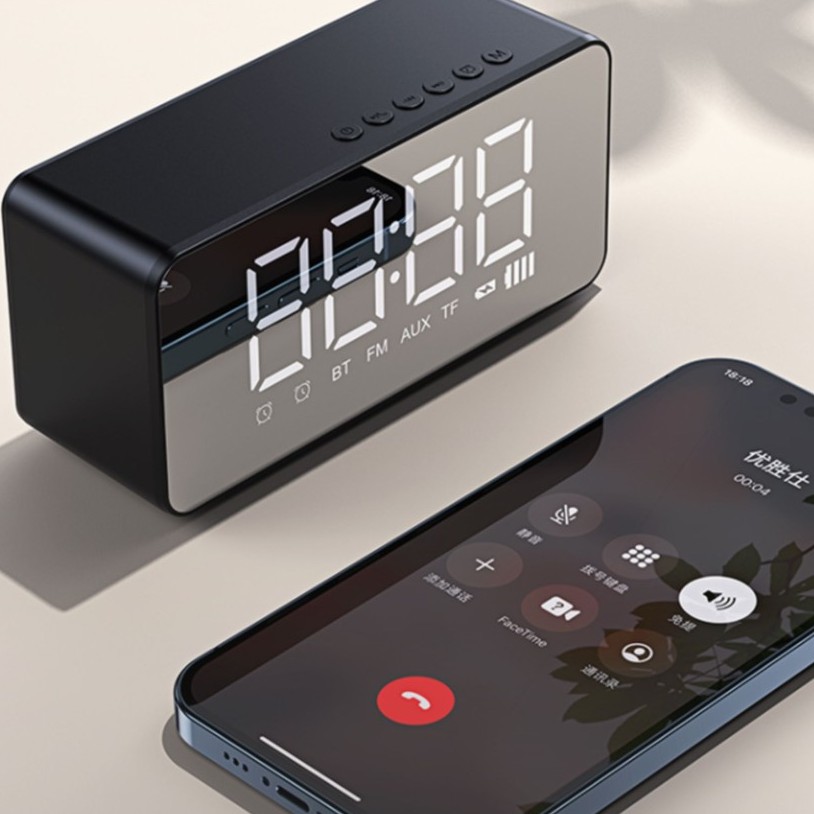 Jual Jam Speaker Bluetooth Alarm Clock LED Display Mirror Wireless ...