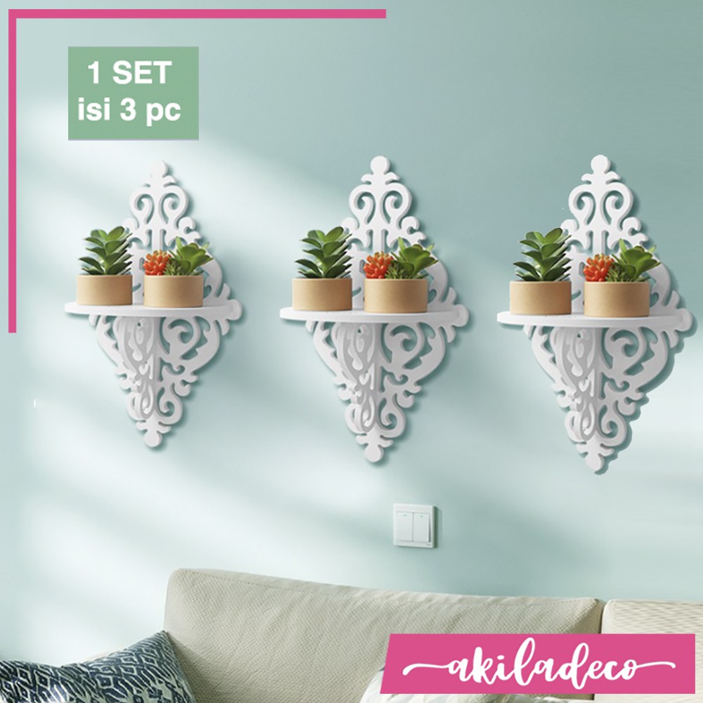 Jual Rak Dinding Vintage Set isi 3 / Rak Ambalan Minimalis / Floating ...