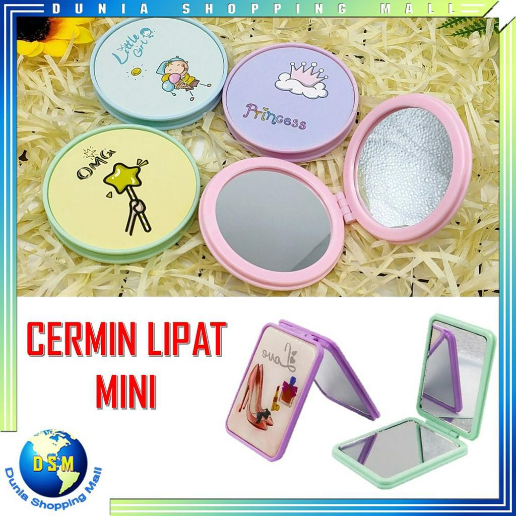 Jual Dsm Cermin Lipat Mini Dua Sisi Model Petak Bulat Karakter Cermin Rias Saku Warna Pastel