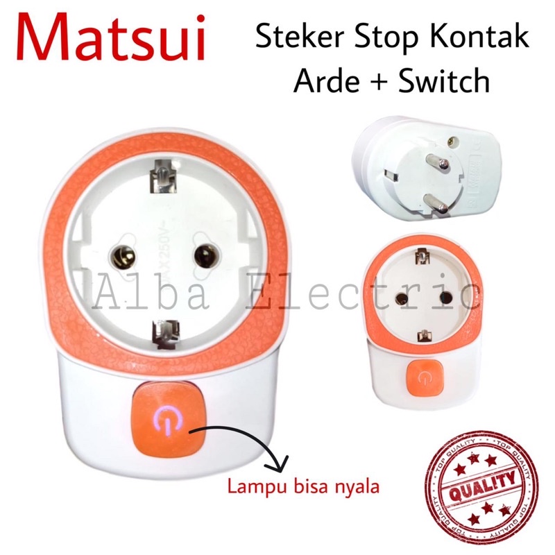 Jual Steker Stop Kontak Arde + Switch On Off MATSUI MT-506 S Steker ...