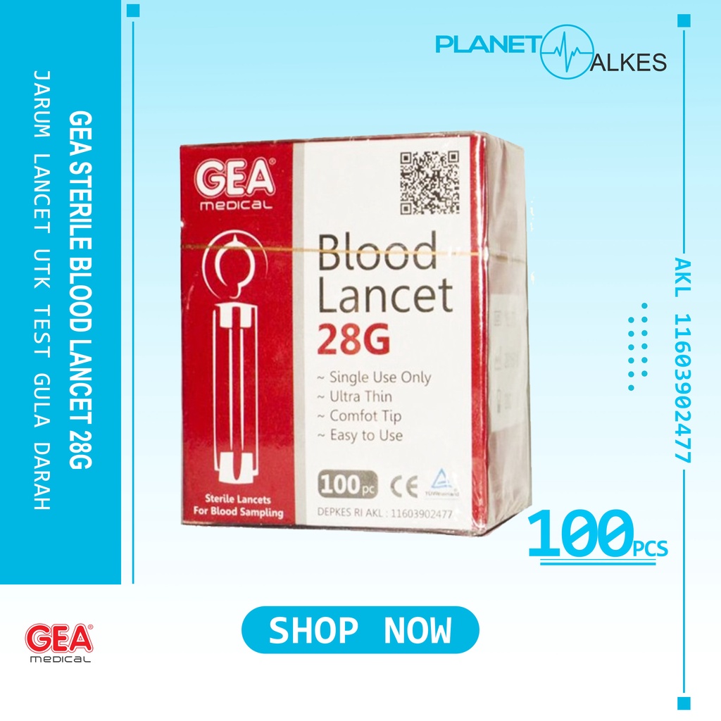 Jual Blood Lancet 28G 200pcs GEA GEA Lancet 28G 100pcs utk Alat Easy