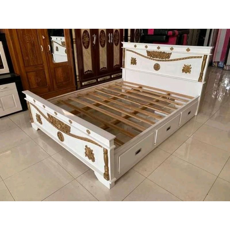 Jual Dipan tambang 3 laci cat Duco putih istimewa kayu jati Shopee