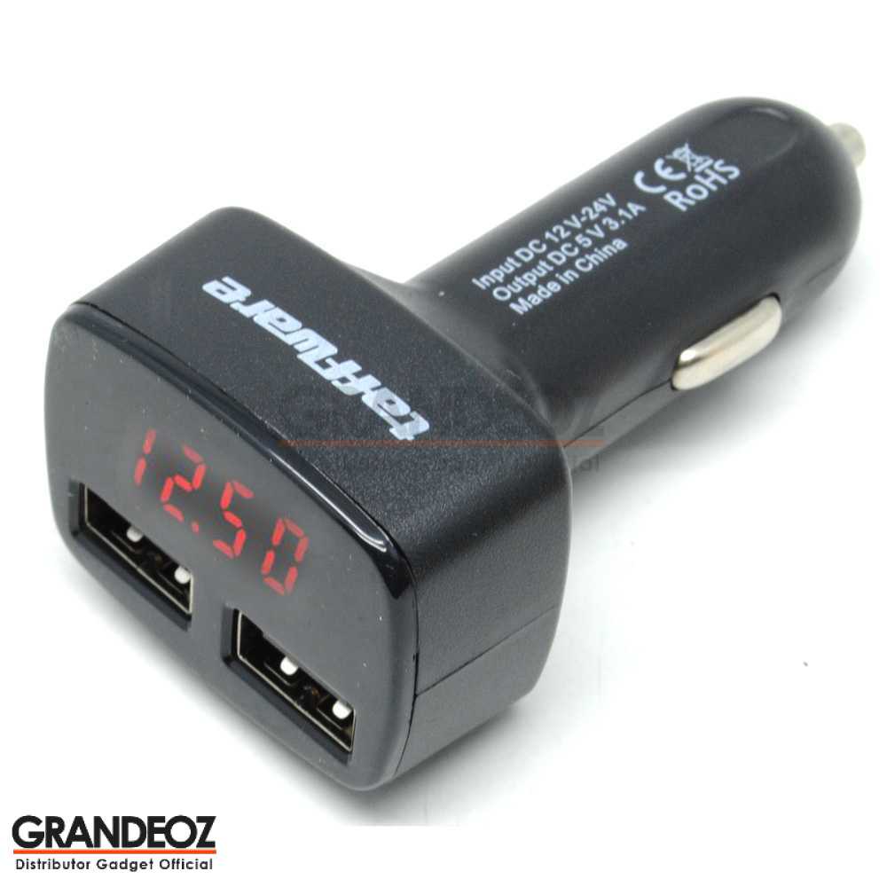 Jual 2 PORT DUAL USB Car Charger With LED Display Colokan Cas Mobil ...