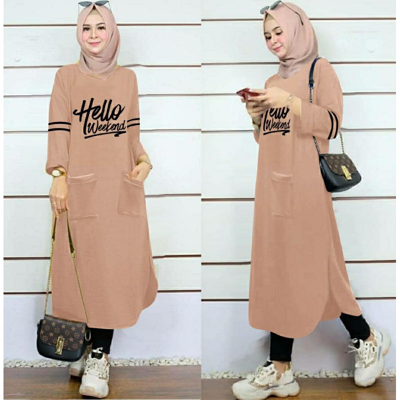 Jual JF Atasan Tunik Kaos Babyterry Jumbo Wanita Muslimah Terbaru HELO