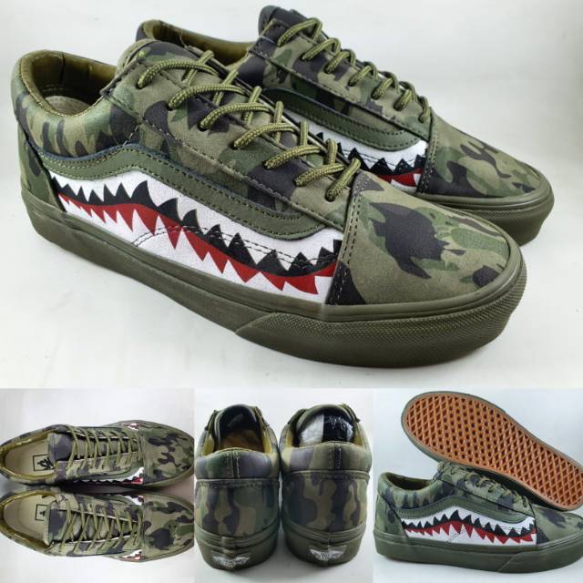 Jual Sepatu Kets Vans Old Skool X Bape Shark Teeth Camouflage