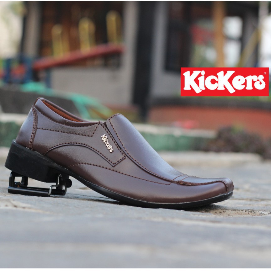 Jual Rt5 Sepatu Kantor Pria Kickers Pantofel Formal Kerja Dinas Pesta Swedian Asli Coklat Tua