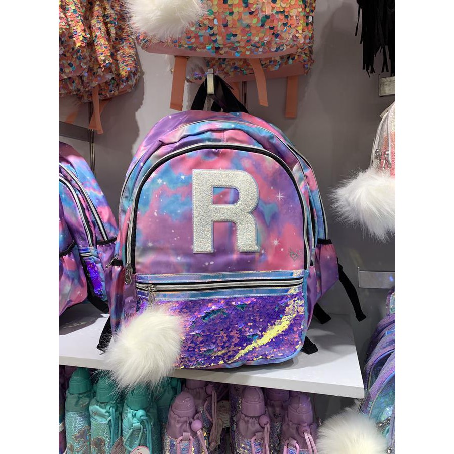Jual Justice Sequin Backpack Inisial Huruf Original Ransel Tas Sekolah