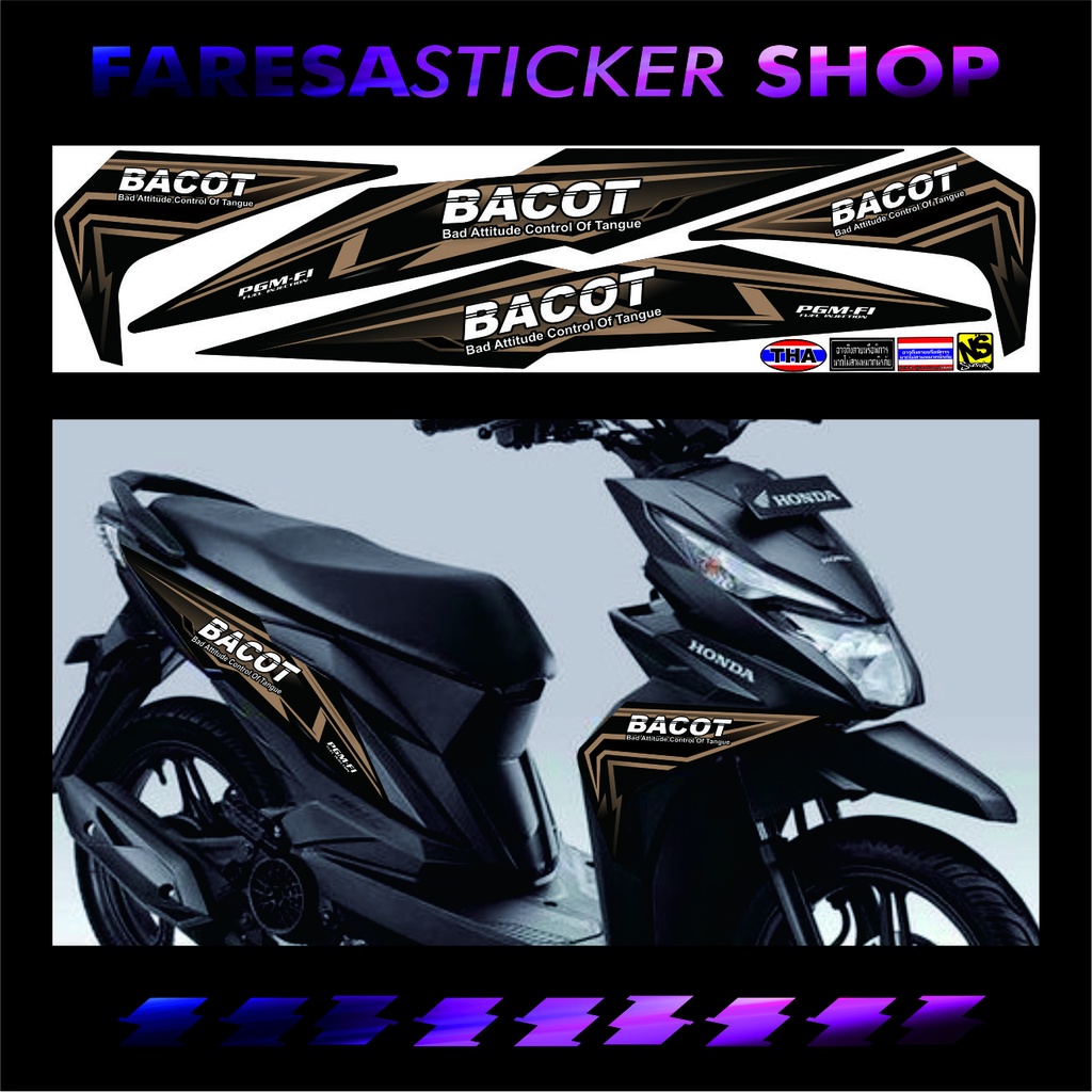 Jual Cod Striping Sticker Honda Beat Esp Beat New Bacot Coklat