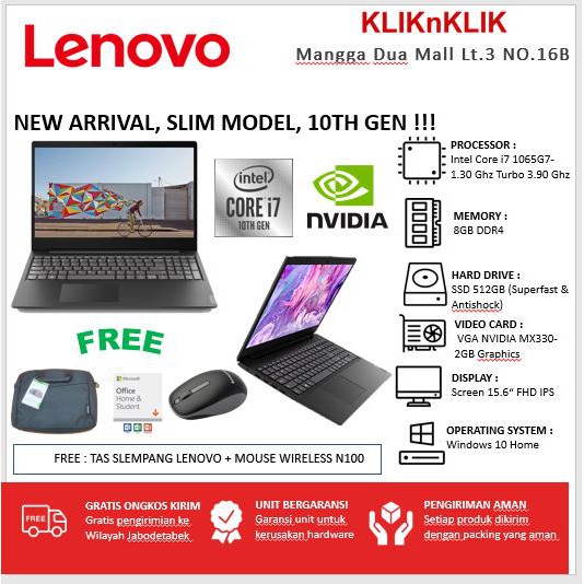 Jual LENOVO Ideapad Slim 3 Intel i7 1065G7 8GB 512GB MX330-2GB FHD