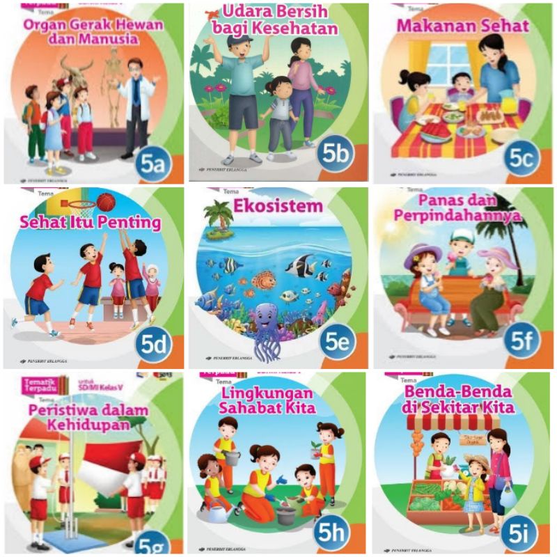 Jual Buku Paket TEMATIK Terpadu ERLANGGA SD/MI Kelas 5a,5b,5c,5d,5e,5f ...