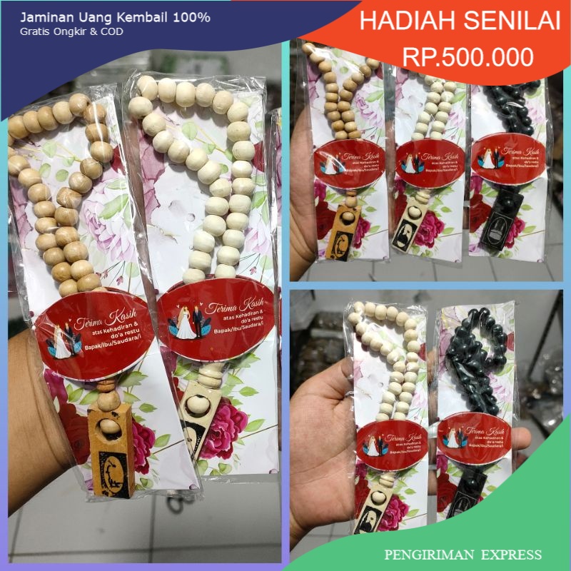 Jual 100 Pcs Souvenir Pernikahan Tasbih Kayu Coklat Alas Kertas Shaby ...